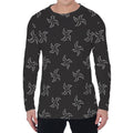 Ninja Shuriken Pattern Print Men's Long Sleeve T-Shirt