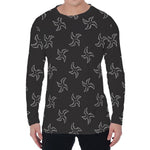 Ninja Shuriken Pattern Print Men's Long Sleeve T-Shirt