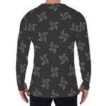 Ninja Shuriken Pattern Print Men's Long Sleeve T-Shirt