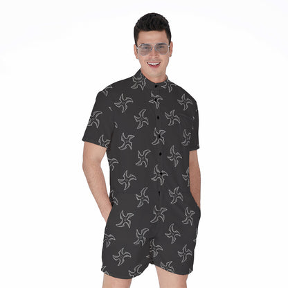 Ninja Shuriken Pattern Print Men's Rompers