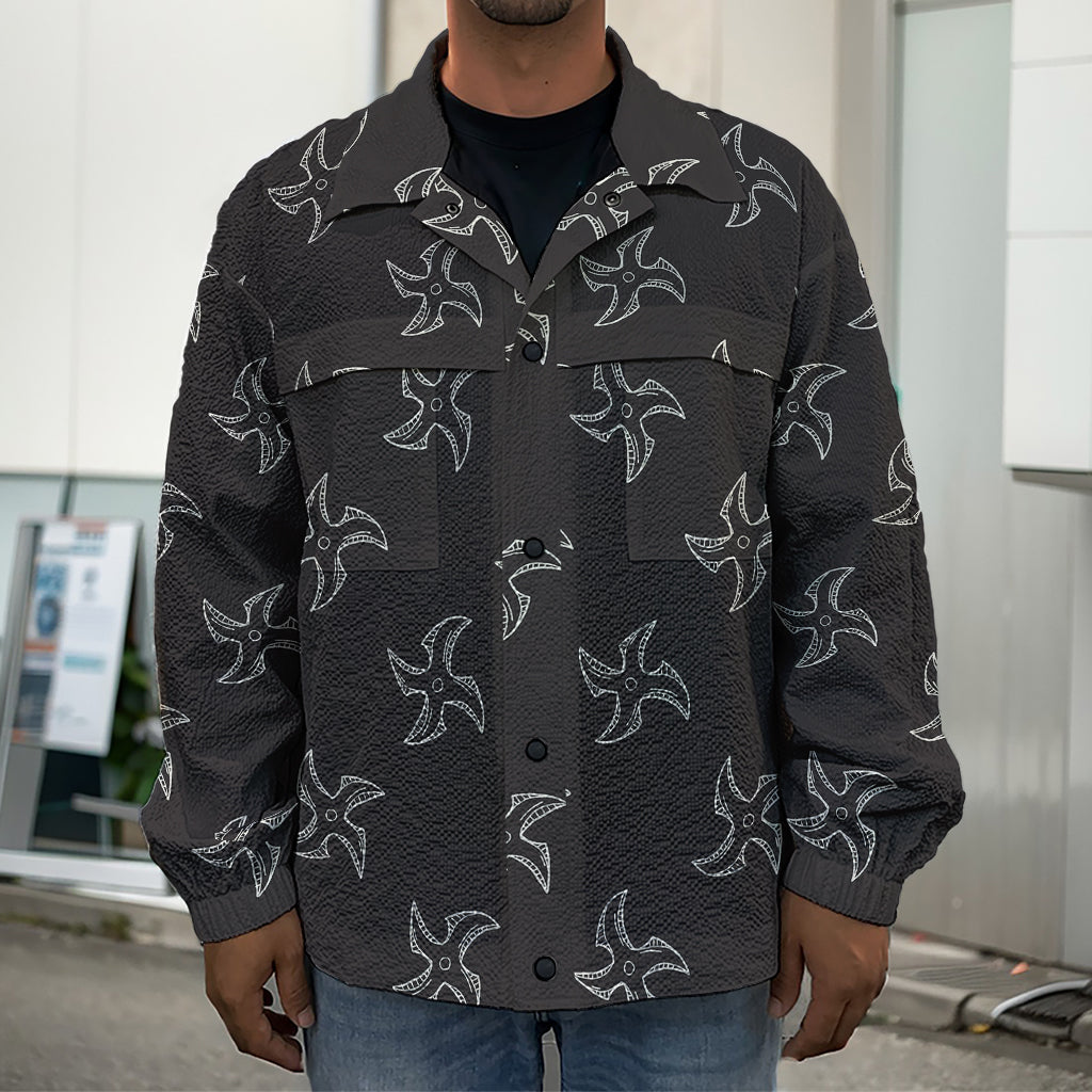 Ninja Shuriken Pattern Print Men's Shirt Jacket