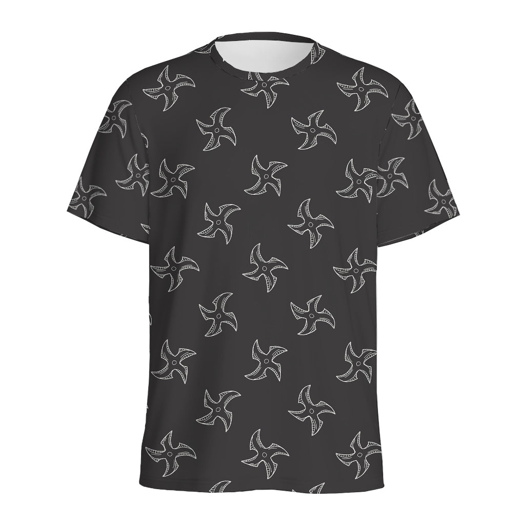 Ninja Shuriken Pattern Print Men's Sports T-Shirt