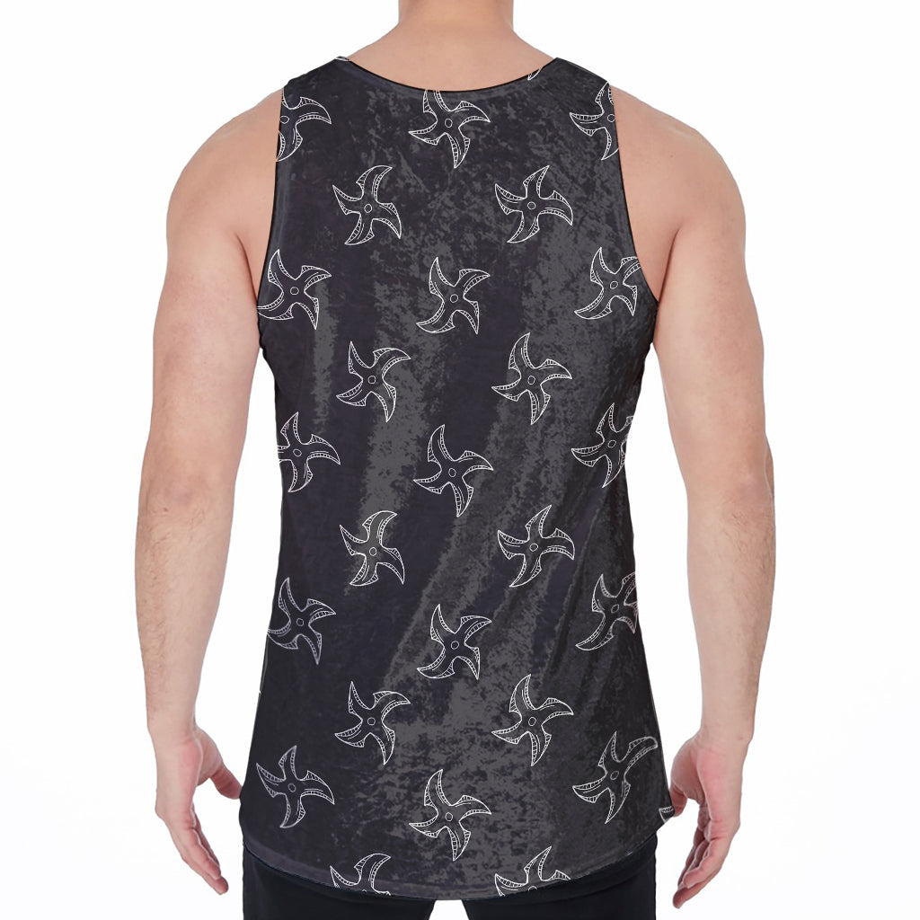 Ninja Shuriken Pattern Print Men's Velvet Tank Top