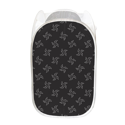 Ninja Shuriken Pattern Print Mesh Laundry Hamper