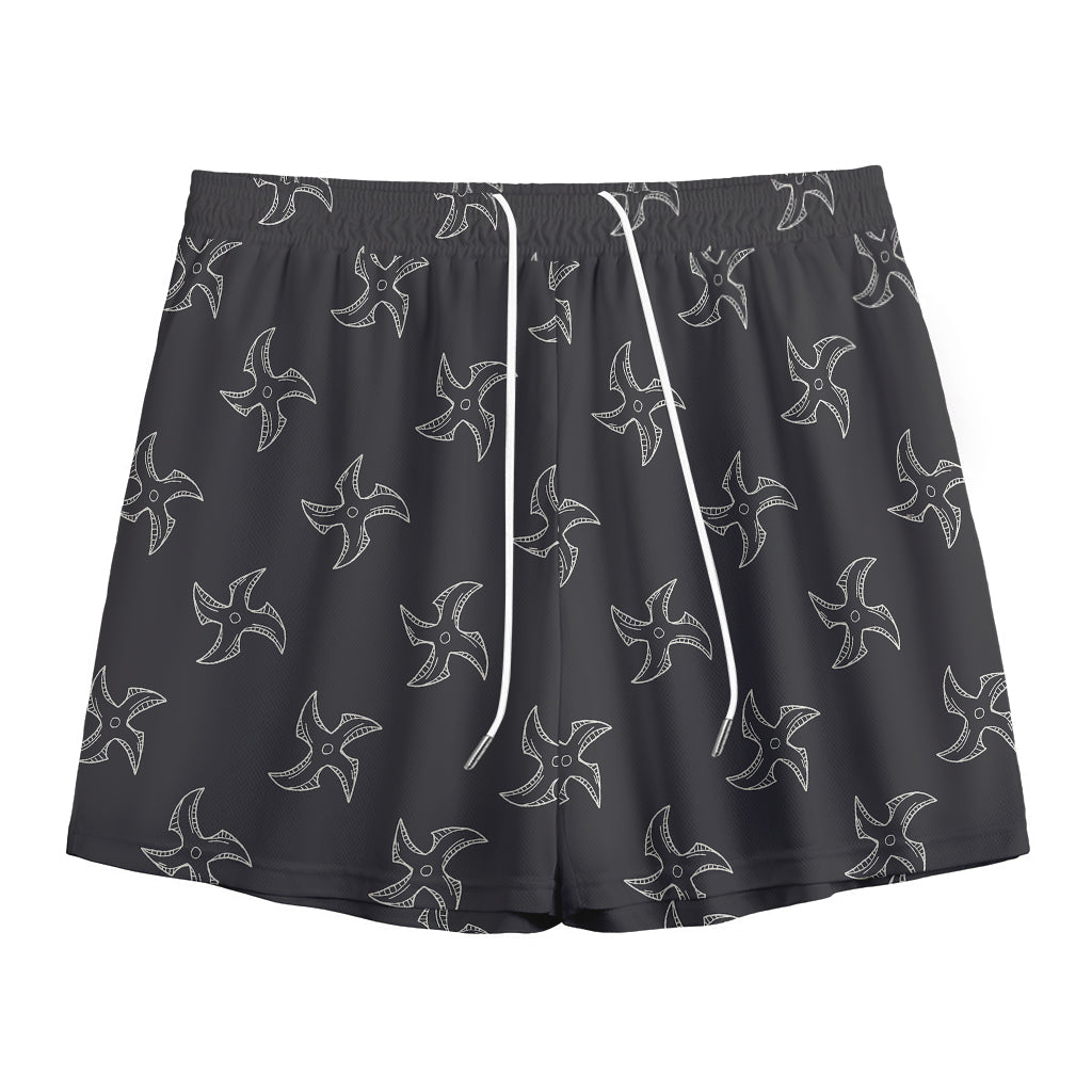 Ninja Shuriken Pattern Print Mesh Shorts