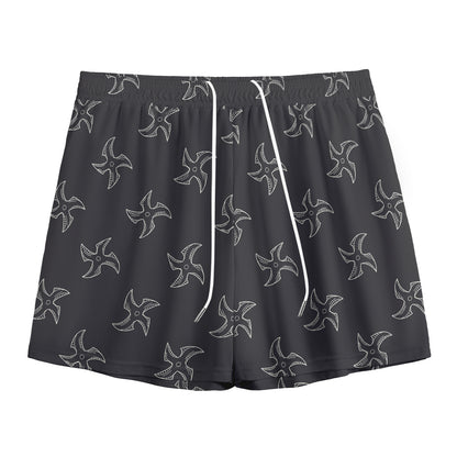 Ninja Shuriken Pattern Print Mesh Shorts