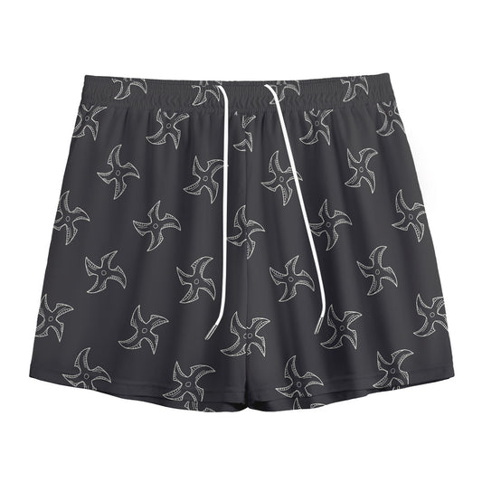 Ninja Shuriken Pattern Print Mesh Shorts
