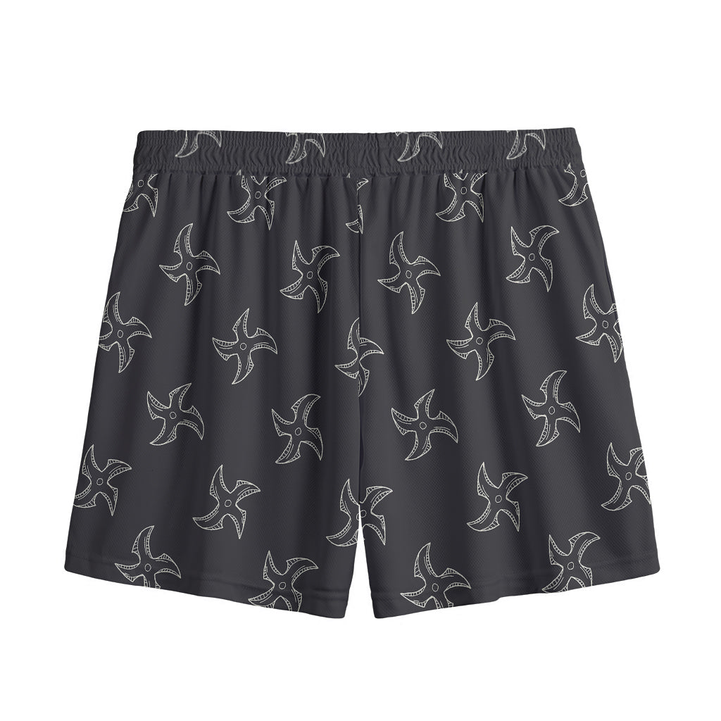 Ninja Shuriken Pattern Print Mesh Shorts