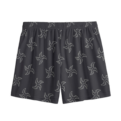 Ninja Shuriken Pattern Print Mesh Shorts