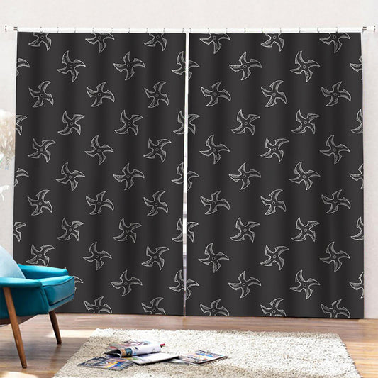Ninja Shuriken Pattern Print Pencil Pleat Curtains