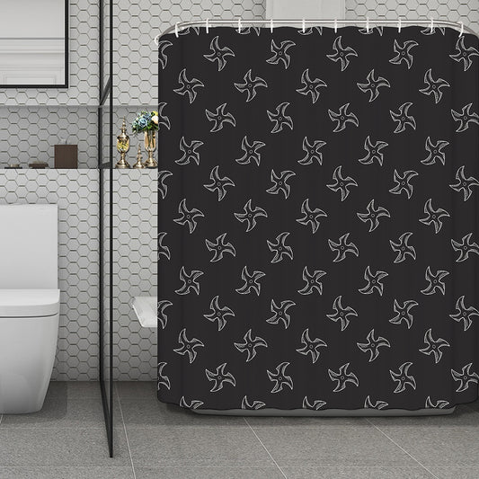 Ninja Shuriken Pattern Print Polyester Shower Curtain