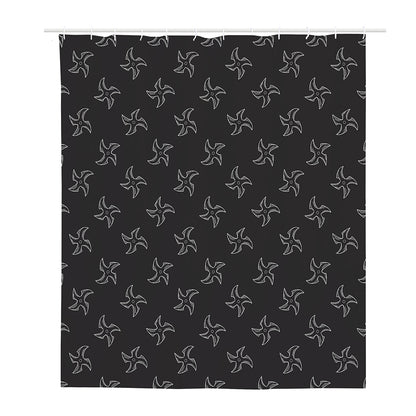 Ninja Shuriken Pattern Print Polyester Shower Curtain