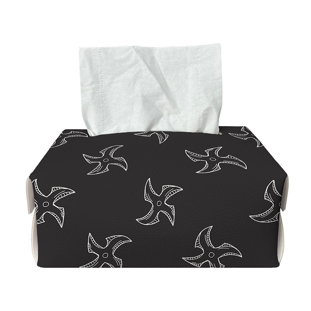 Ninja Shuriken Pattern Print Rectangle Tissue Box Cover