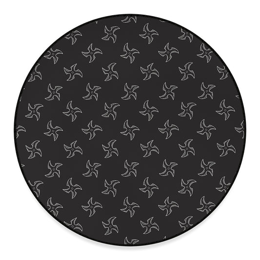 Ninja Shuriken Pattern Print Round Floor Mat