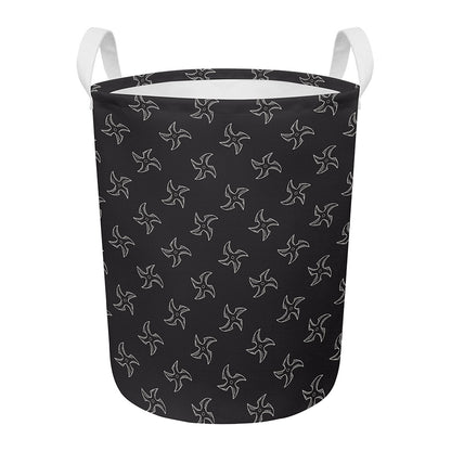 Ninja Shuriken Pattern Print Round Laundry Basket