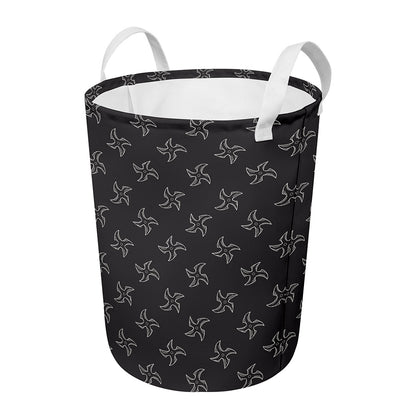 Ninja Shuriken Pattern Print Round Laundry Basket