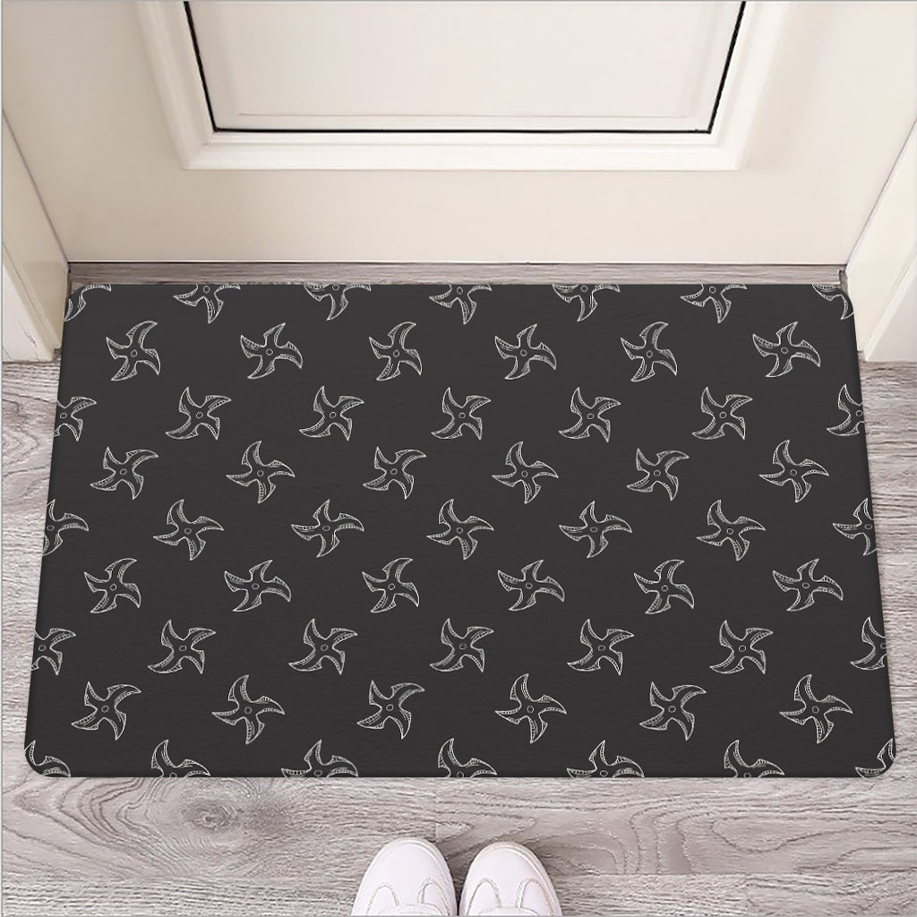 Ninja Shuriken Pattern Print Rubber Doormat