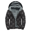 Ninja Shuriken Pattern Print Sherpa Lined Zip Up Hoodie