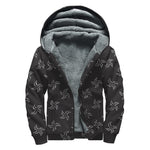 Ninja Shuriken Pattern Print Sherpa Lined Zip Up Hoodie