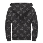 Ninja Shuriken Pattern Print Sherpa Lined Zip Up Hoodie