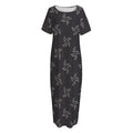 Ninja Shuriken Pattern Print Short Sleeve Long Nightdress
