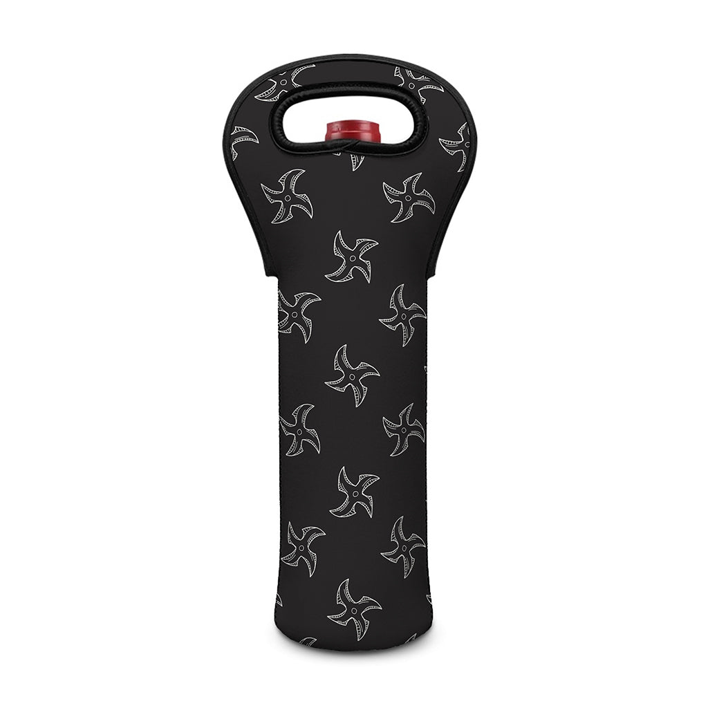 Ninja Shuriken Pattern Print Single Neoprene Wine Tote