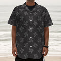 Ninja Shuriken Pattern Print Textured Short Sleeve Shirt
