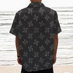 Ninja Shuriken Pattern Print Textured Short Sleeve Shirt