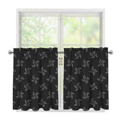 Ninja Shuriken Pattern Print Tier Curtains