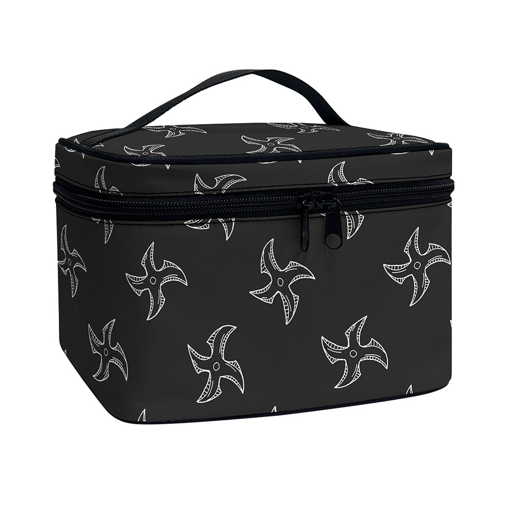 Ninja Shuriken Pattern Print Travel Makeup Bag