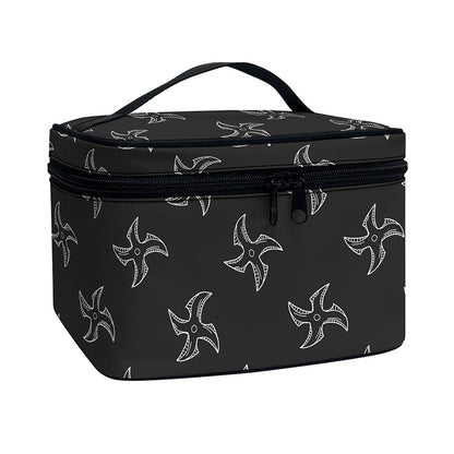 Ninja Shuriken Pattern Print Travel Makeup Bag