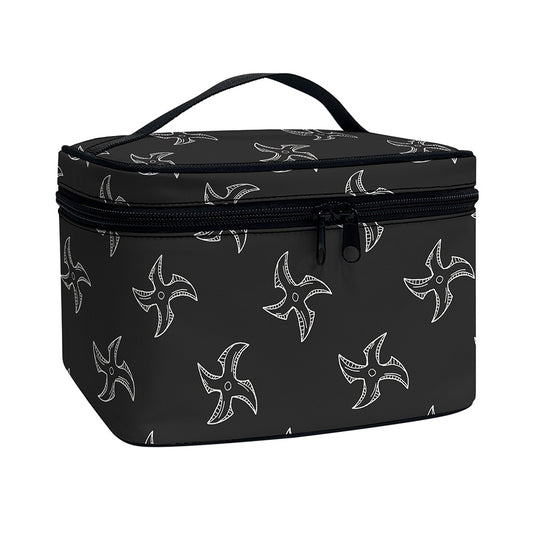 Ninja Shuriken Pattern Print Travel Makeup Bag
