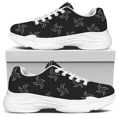 Ninja Shuriken Pattern Print White Chunky Shoes