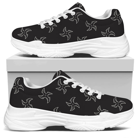 Ninja Shuriken Pattern Print White Chunky Shoes