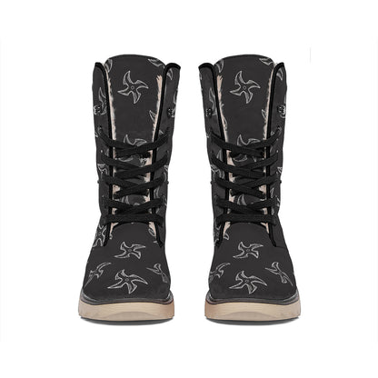 Ninja Shuriken Pattern Print Winter Boots