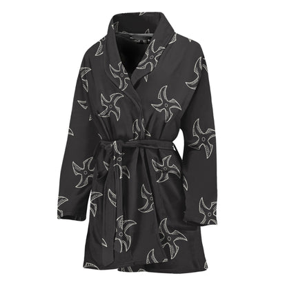 Ninja Shuriken Pattern Print Women's Bathrobe