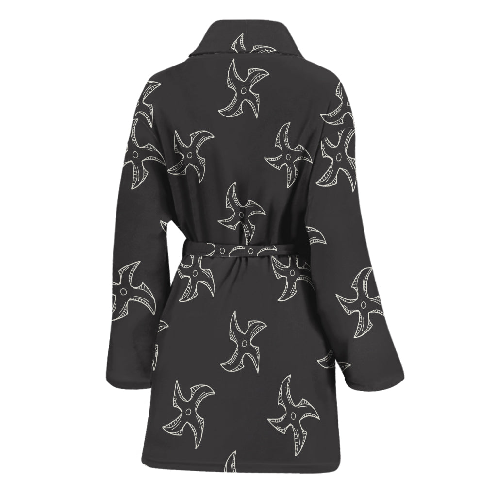 Ninja Shuriken Pattern Print Women's Bathrobe