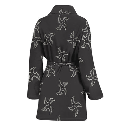 Ninja Shuriken Pattern Print Women's Bathrobe