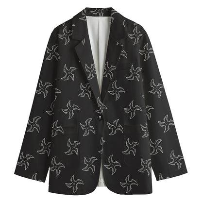 Ninja Shuriken Pattern Print Women's Blazer