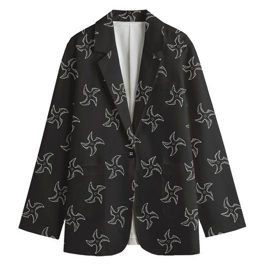 Ninja Shuriken Pattern Print Women's Blazer