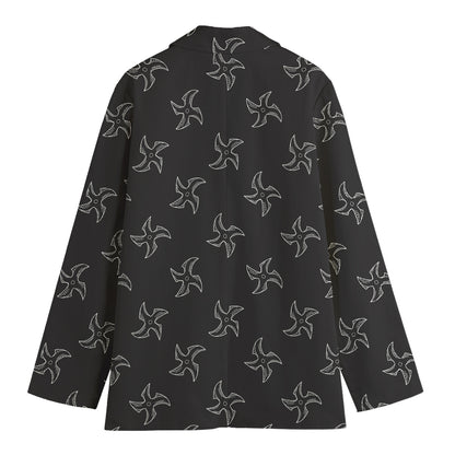 Ninja Shuriken Pattern Print Women's Cotton Blazer