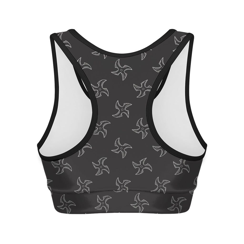 Ninja Shuriken Pattern Print Women's Sports Bra