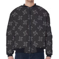 Ninja Shuriken Pattern Print Zip Sleeve Bomber Jacket