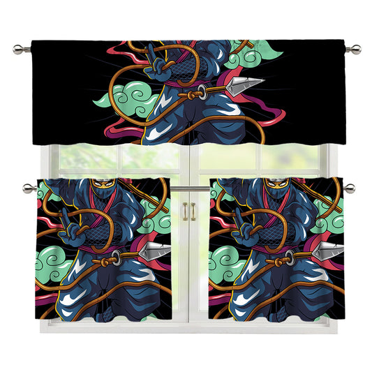 Ninja Warrior Print 3 Piece Kitchen Curtains