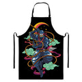 Ninja Warrior Print Bib Apron With Pocket