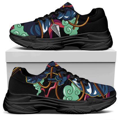 Ninja Warrior Print Black Chunky Shoes