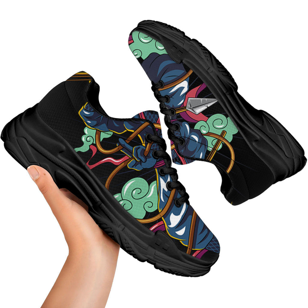 Ninja Warrior Print Black Chunky Shoes