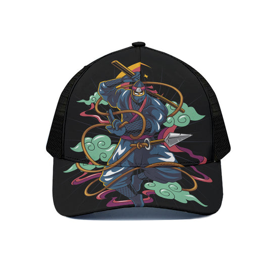 Ninja Warrior Print Black Mesh Trucker Cap