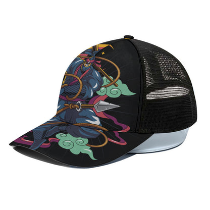 Ninja Warrior Print Black Mesh Trucker Cap