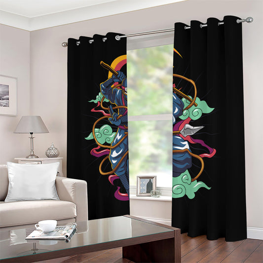 Ninja Warrior Print Blackout Grommet Curtains